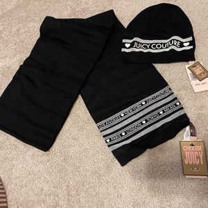 Juicy Couture 2 Piece Scarf and Beanie Heart Set